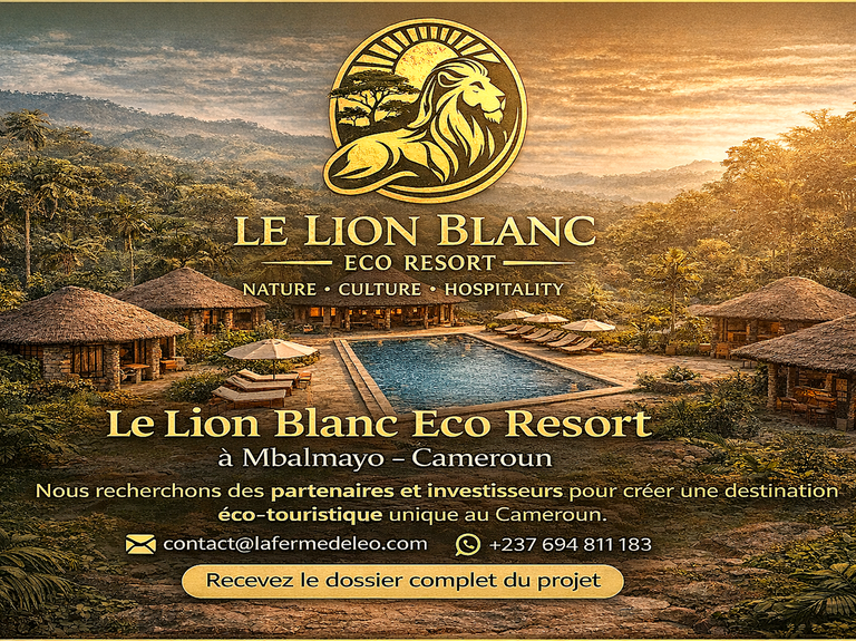 Le Lion Blanc – Projet touristique durable au cœur de l’Afrique, recherche investisseurs, Investissurs, Associés,Campagne de financement participatif, Cameroun, Le lion Blanc, Laferme de Léo Cameroun,Nkoumadzap,